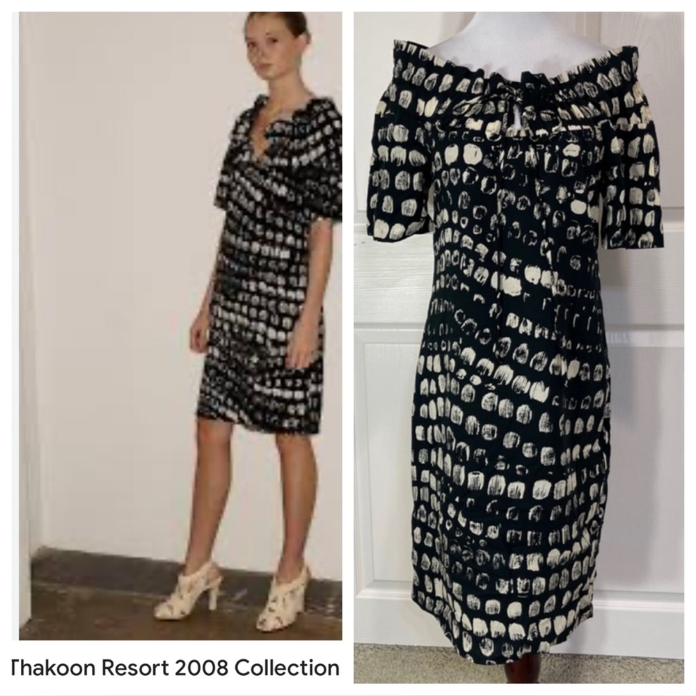 Thakoon 2008 Resort Runway black and cream off shoulder dress
